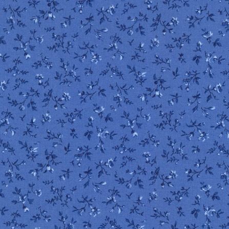 Bomuld “Delft" blå med lille blomster