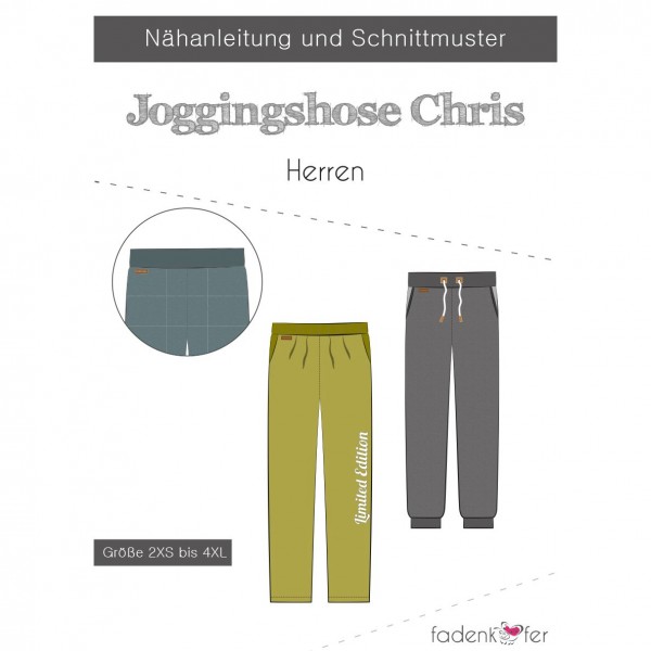 Snitmønster Joggingbukser "Chris" Herre str 2 XS - 4 XL