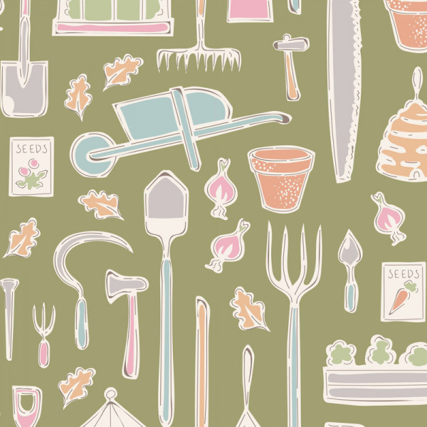 Bomuld "Farm Tool Green" Tilda's Tiny Farm