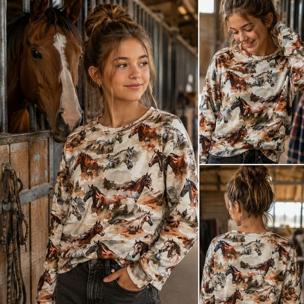 BIO-Bomuldsjersey "Heste"