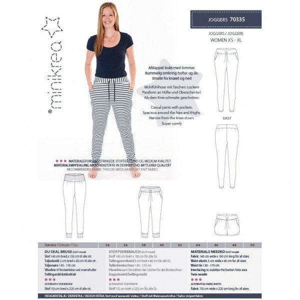 MiniKrea Snitmønster 70335 - Joggers str 34 - 50