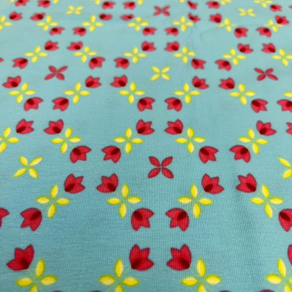 1 m Bomuldsjersey "Blomsterkreds"