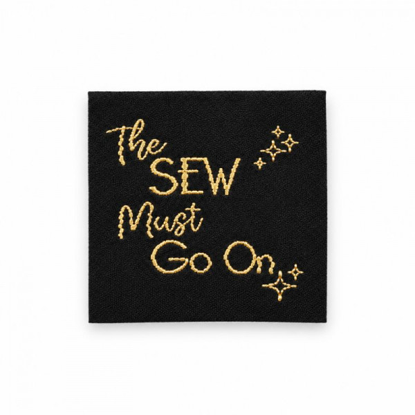 Label "The Sew must go on" 35 x 35 mm