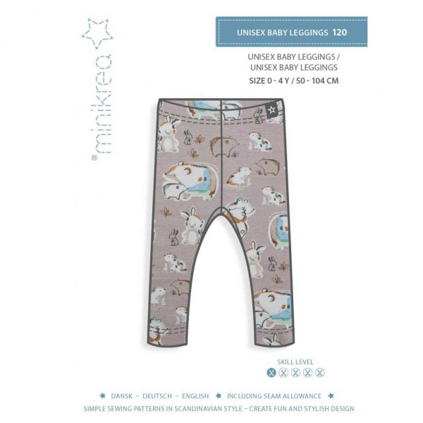 Papierschnittmuster 120 "Unisex Baby Leggings" von minikrea Größe 0 - 4 Jahre ( 50 - 104 cm)