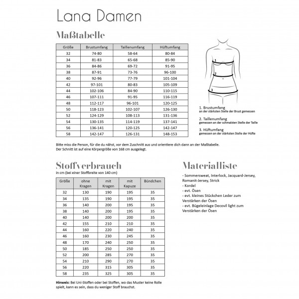 Snitmønster Hoodie “Lana“ Dame str 32 - 58