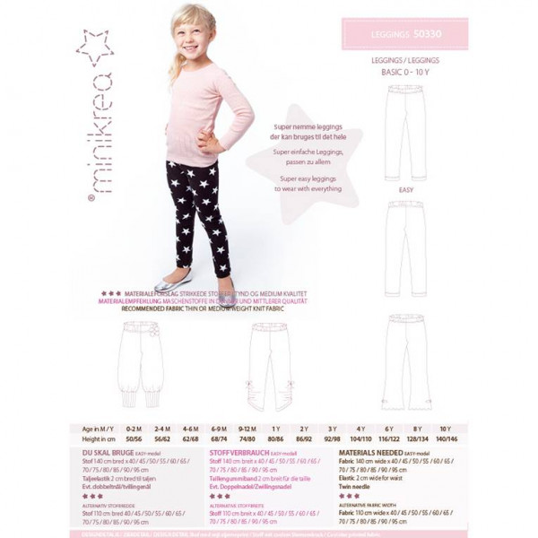 MiniKrea Snitmønster 50330 "Leggings" str 0 – 10 Y