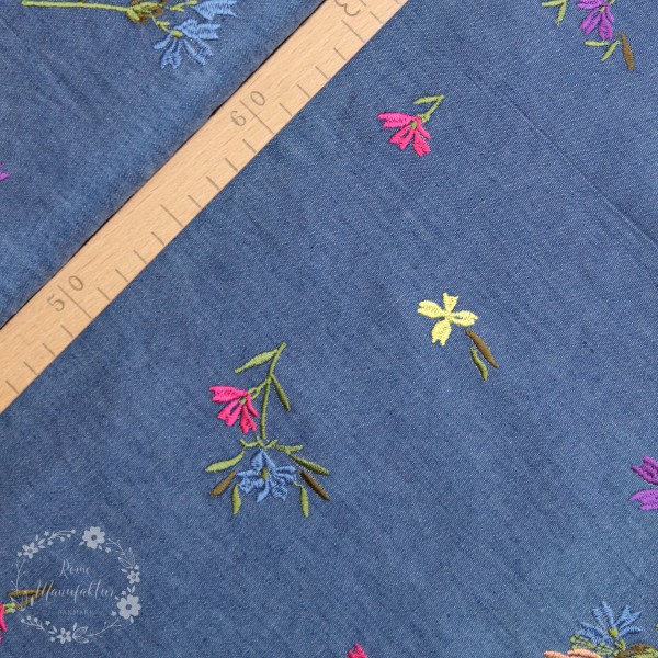 Let-Demim med broderi "Blomster"