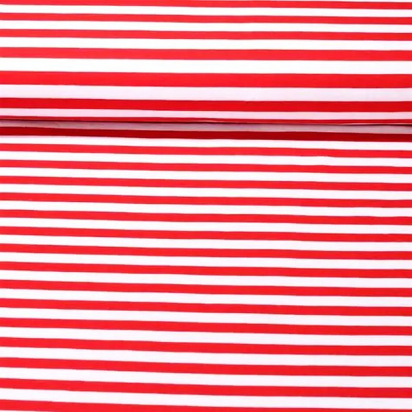 Baumwolljersey mit Streifen rot-weiß