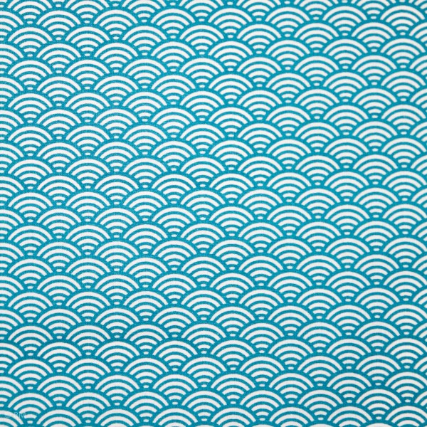 Coated Cotton “Luna“ blue waves