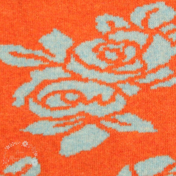 Merino-Uld “Luzern“ med roser orange/grå