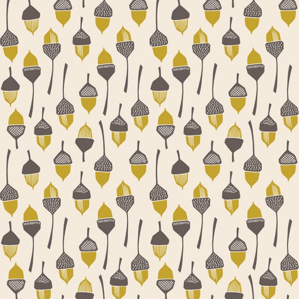 Bomuld "In the woods - Acorn Yellow" by Loes...