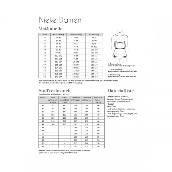 Papierschnittmuster "Nieke" Damen Gr. 32 - 58