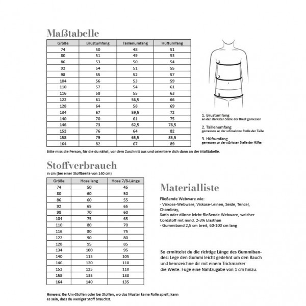 Snitmønster Busker "Culotte" Kids str 74 - 164