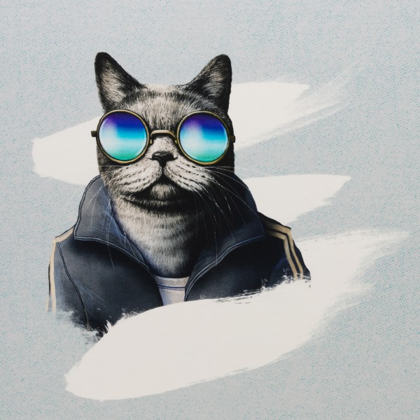 75 cm French Terry Panel "Sporty Cat" by Thorsten Berger