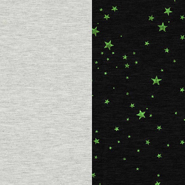 Bomuldsjersey “Glow in the dark - Stjerner“