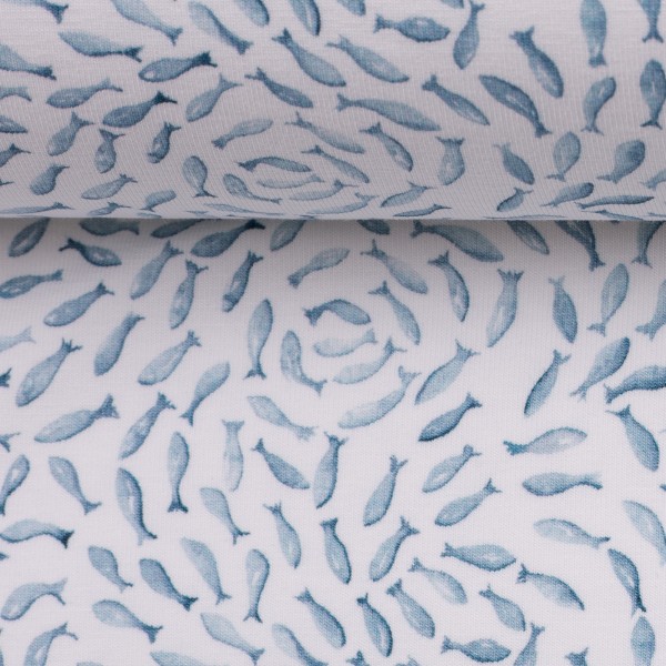 Bomuldsjersey kollektion "Ocean Breeze" fisk sværm