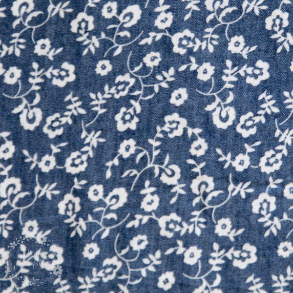 Let Denim med hvide blomster