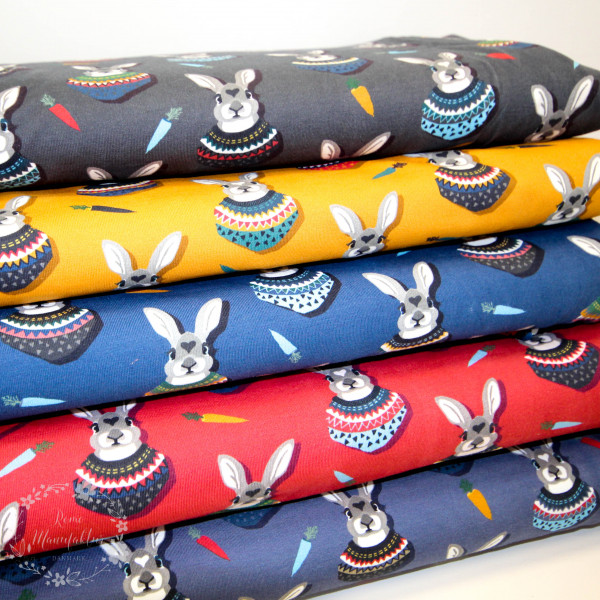 Bomuldsjersey “Autumn Bunny“ by Lila-Lotta, blå