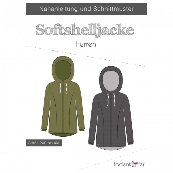 Snitmønster Herre-Softshell-Jakke str 2 XS - 4 XL