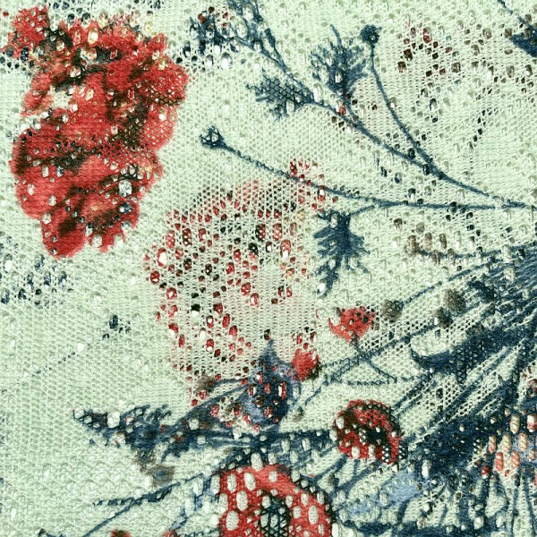 Stoff für luftige Tücher - mint mit Blumen