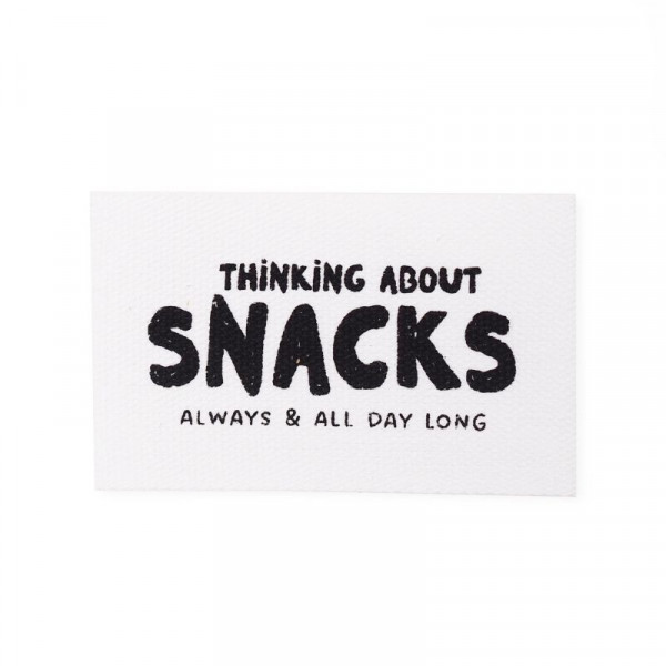 Baumwolllabel "Thinking About Snacks"