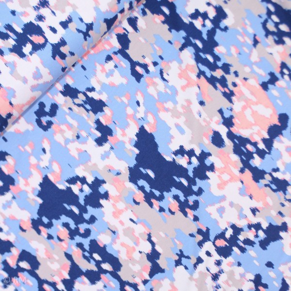 Viscose "Selina" Camouflage beige-blå