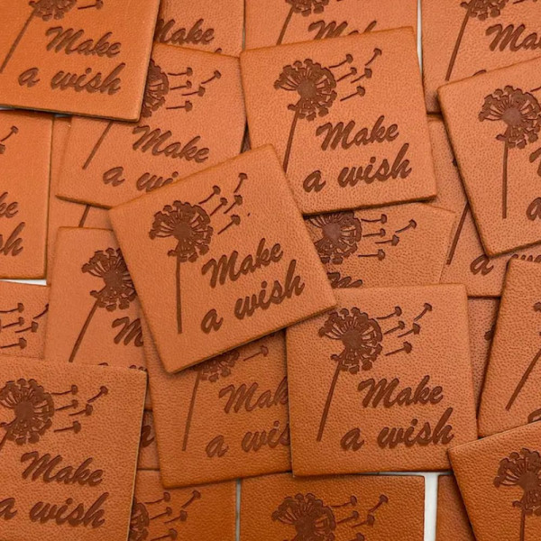 Kunstlæder etiket "Make a wish" 35 x 35 mm