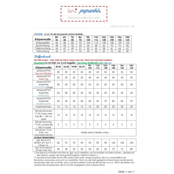 Snitmønster LeniPePunkt 66 "JUMPER 3-IN-1. kids" str 50/56 - 158/164