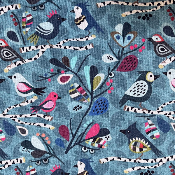 French Terry mit Modal "Bird-Meet blue" von Lila Lotta