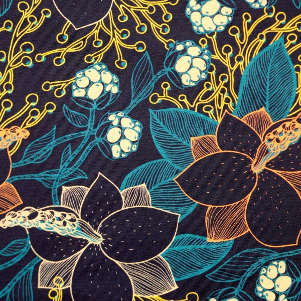 French Terry med blomster