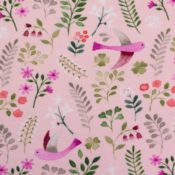 Bomuldsjersey "Little Spring" birds