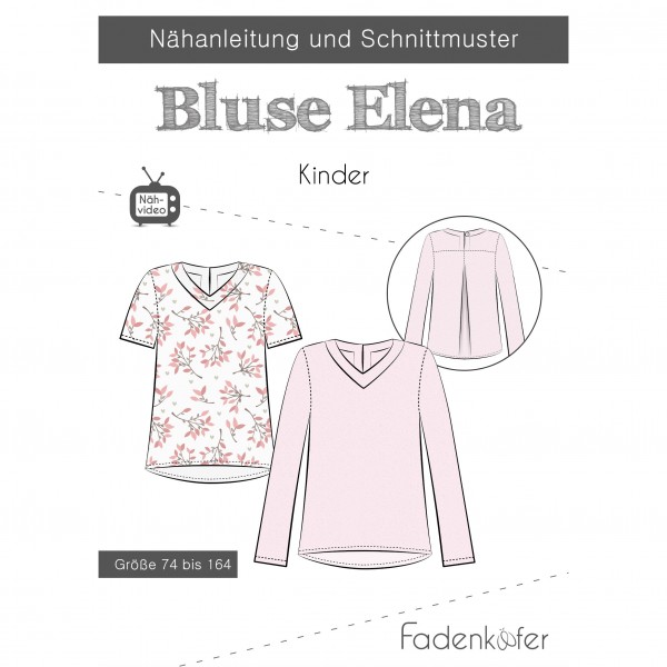 Snitmønster Bluse "Elena" Kids str 74 - 164