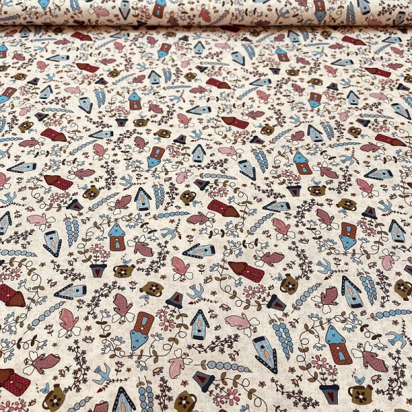 Bomuld "Fairy Garden" beige