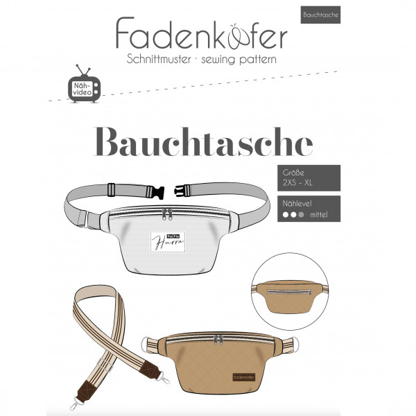 Papierschnittmuster "Bauchtasche" Gr. 2XS - XL