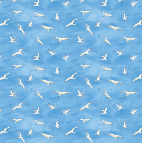 Bomuld "Harbor Lights seaguls" by Cynthia Coulter