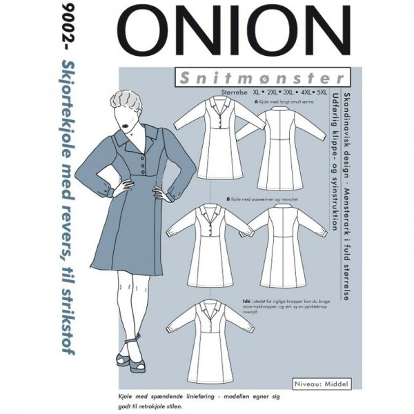 Snitmønster Onion 9002 “Skjortekjole med revers“ Plus-størrelser" str XL - 5 XL