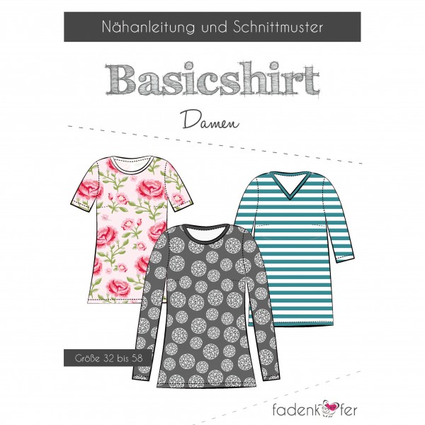 Snitmønster “Basicshirt“ Dame str 32 - 58