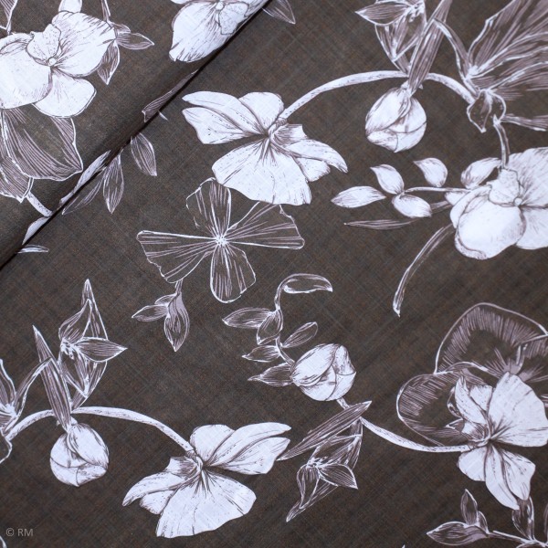 Bomuld-Viscose-Mix med blomster