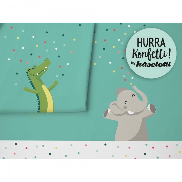 Bomuldsjersey Panel "Hurra Konfetti Elefant &...