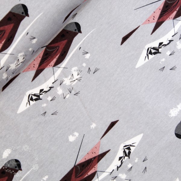 BIO-Interlock-Bomuldsjersey "Western birds" kch41 fra Birch Fabrics