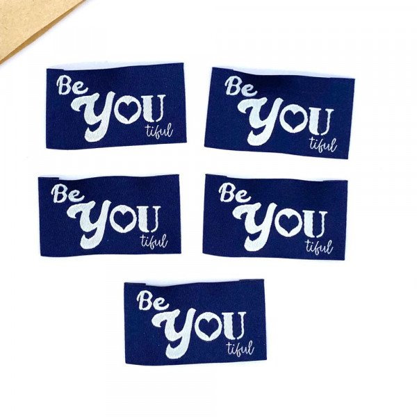 Vævet etiket "BeYOUtiful" 45 x 25 mm