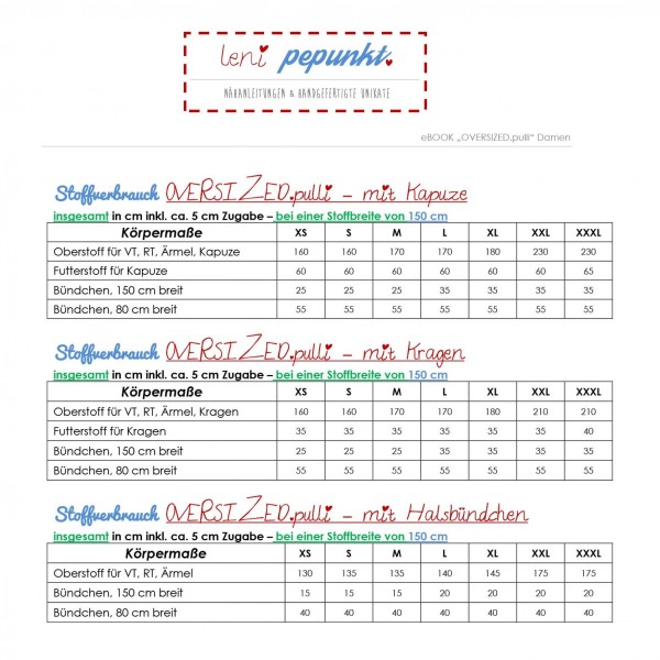 Snitmønster LeniPePunkt 118 "OVERSIZED.pulli" str. XS - XXXL