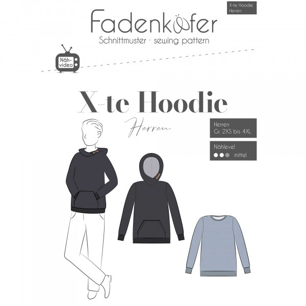 Papierschnittmuster "X-te Hoodie" Herren Gr. 2XS - 4 XL