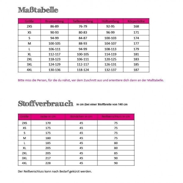 Snitmønster Jakke “Sweatjacke“ Herre str 2XS - 4XL