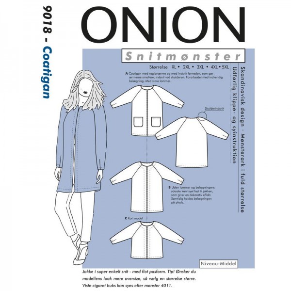 Snitmønster Onion 9018 "Coatigan" str XL - 5 XL