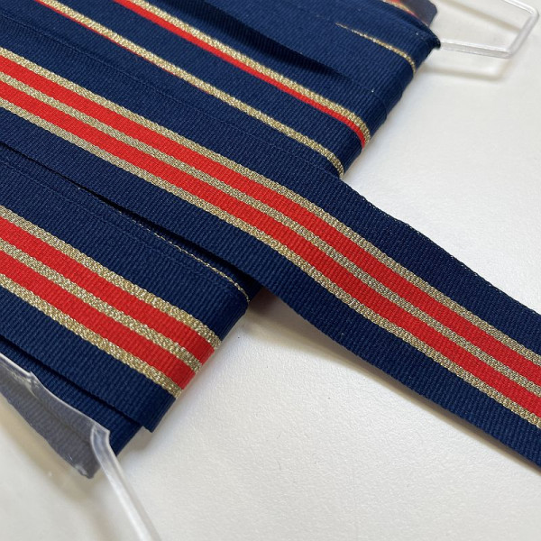 30mm Streifenband blau - rot - gold