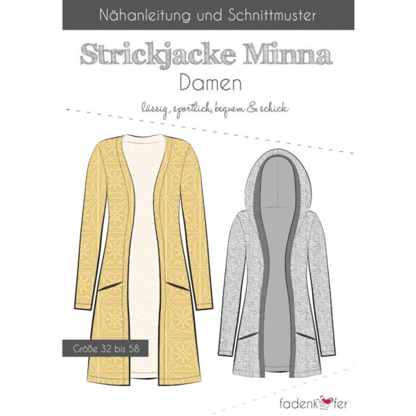 Snitmønster Cardigan “Minna“ Dame str. 32 - 58