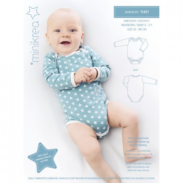 MiniKrea Snitmønster 11411 "Babybody" str 50 - 98 (0 - 3 Years)