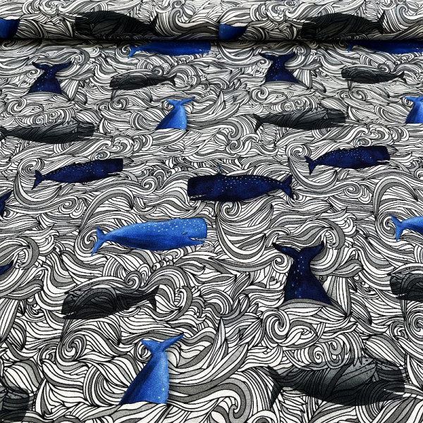 Viscose “Whale Story 183" fra Lila-Lotta