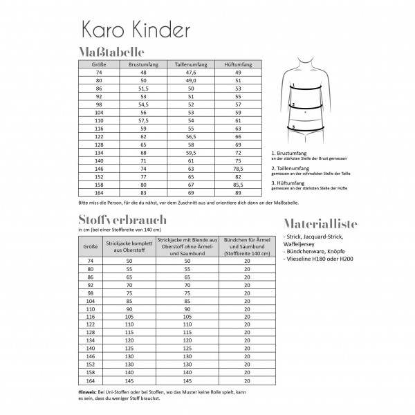 Snitmønster Cardigan "Karo" Kids str 74 - 164